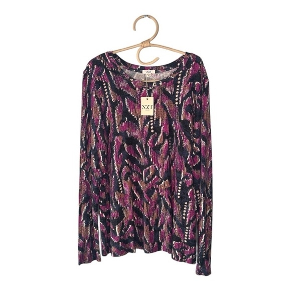 NZT Sweet Dreams Long Sleeve Printed Vines Popover Top  Nic + Zoe Pink Multi - Picture 5 of 15